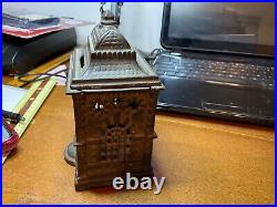 Antique Cast Iron Bank 5 1/2 Dated Feb 2 1875 PAT with Twist Pin