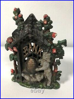 Antique Cast Iron Bank Bears Stealing Honey Sydeham & McOustra Cold Paint Rare
