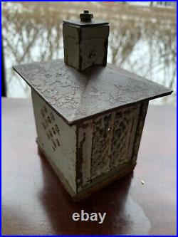 Antique Cast Iron Bank Building Cupola Still Bank AS IS