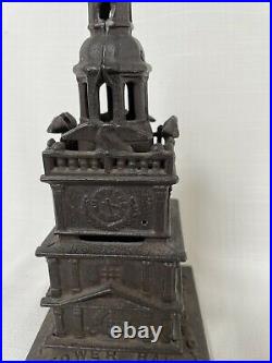 Antique Cast Iron Bank Independence Hall Philadelphia Tower Bank