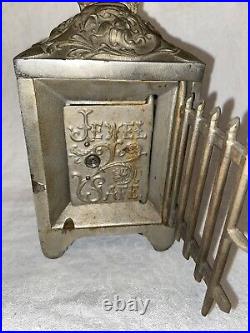 Antique Cast Iron Bank Jewel Safe Ornate Original 19th Century