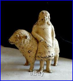 Antique Cast Iron Bank Mary and Her Little Lamb Still Bank ca1901 USA