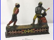 Antique Cast Iron Baseball Mechanical Bank Darktown Battery