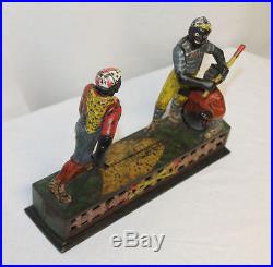 Antique Cast Iron Baseball Mechanical Bank Darktown Battery