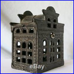 Antique Cast Iron CITY BANK withDIRECTOR'S ROOM ON TOP Marked! CHAMBERLAIN & HILL