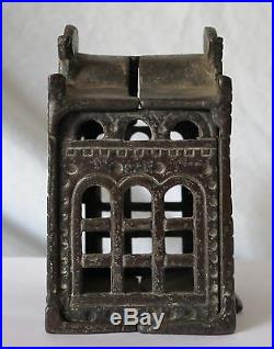 Antique Cast Iron CITY BANK withDIRECTOR'S ROOM ON TOP Marked! CHAMBERLAIN & HILL