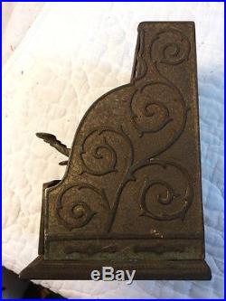 Antique Cast Iron CRESCENT Cash Register 4 Coin Slot Bank J&E Stevens 1890 Era