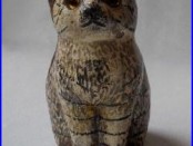 Antique Cast Iron Cat Bank with Stripes and Glass Eyes 1930