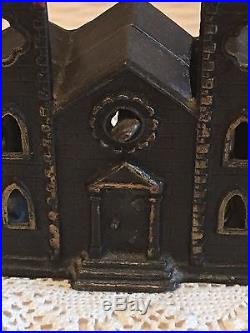 Antique Cast Iron Church Cathedral Building Still Bank Dated RARE