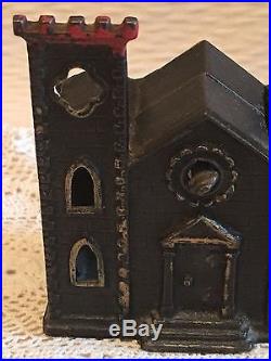 Antique Cast Iron Church Cathedral Building Still Bank Dated RARE