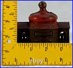 Antique Cast Iron Coin Bank Presto with Push in Coin Slot. Some paint left