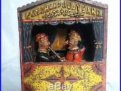 Antique Cast Iron Coin Bank Punch and Judy