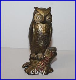 Antique Cast Iron Coin Penny Owl Bank Antique Cast Iron Coin Penny Owl Bank