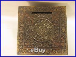 Antique Cast Iron Coin Still Bank Safe Key Polychrome Keyser Rex Young American
