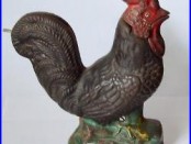 Antique Cast Iron Crowing Rooster Mechanical Bank Original Paint