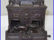 Antique Cast Iron DOG ON TURNTABLE Mechanical Bank H. L. Judd cir. 1895 N/R