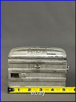 Antique Cast Iron Dime Coin Bank Steamer Trunk / Chest 1891