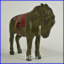 Antique Cast Iron Donkey Mule Still Bank with Blanket 1930s Kenton