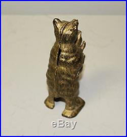 Antique Cast Iron Figural Bear Still Coin Bank Bear Stealing a Pig