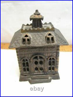 Antique Cast Iron Figural Office Building Dime Still State Bank Penny Coin Tower