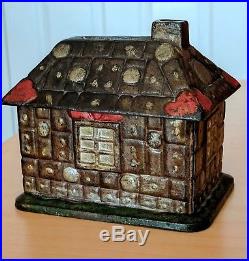 Antique Cast Iron Gingerbread House Building Still Bank