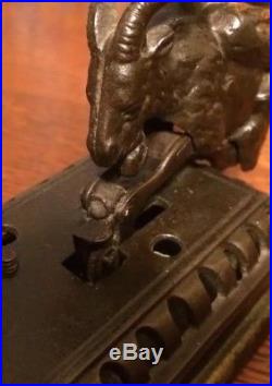 Antique Cast Iron Goat Frog & Old Man Initiating Bank Second Degree