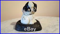 Antique Cast Iron Hubley Puppo Boston Terrier Coin Bank on Pillow Bee on Rump