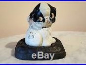 Antique Cast Iron Hubley Puppo Boston Terrier Coin Bank on Pillow Bee on Rump