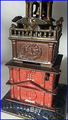 Antique Cast Iron INDEPENDENCE HALL TOWER Bank by Enterprise Mfg. Ca. 1876