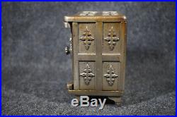 Antique Cast Iron Ideal Safe Deposit Safe Shaped Bank 4 1/4 Tall