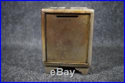 Antique Cast Iron Ideal Safe Deposit Safe Shaped Bank 4 1/4 Tall