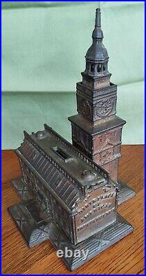 Antique Cast Iron Independence Hall Still Bank by Enterprise, Pat. 1875