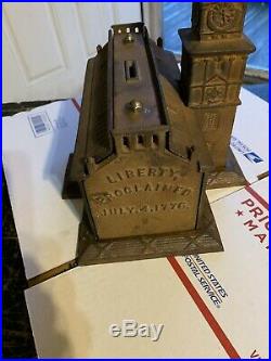 Antique Cast Iron Independence Hall Toy Bank Exceptional Original Condition