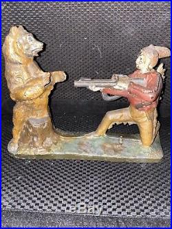 Antique Cast Iron J. & E. Stevens Indian Shooting Bear Mechanical Bank Circa 1875