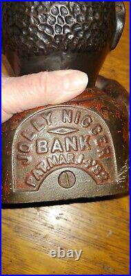 Antique Cast Iron Jolly African Man Bank Shepherd's Hardware 1880s Cast Iron