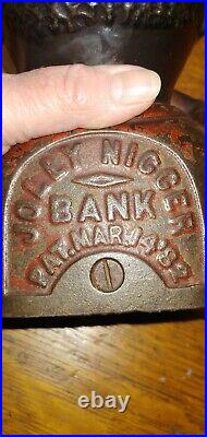Antique Cast Iron Jolly African Man Bank Shepherd's Hardware 1880s Cast Iron