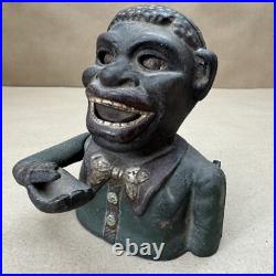 Antique Cast Iron Jolly ###### Coin Bank Mechanical Black Americana Working Antique Cast Iron Jolly ###### Coin Bank Mechanical Black Americana Working
