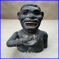 Antique Cast Iron Jolly ###### Coin Bank Mechanical Black Americana Working Antique Cast Iron Jolly ###### Coin Bank Mechanical Black Americana Working
