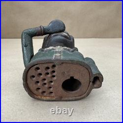 Antique Cast Iron Jolly ###### Coin Bank Mechanical Black Americana Working Antique Cast Iron Jolly ###### Coin Bank Mechanical Black Americana Working