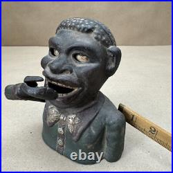 Antique Cast Iron Jolly ###### Coin Bank Mechanical Black Americana Working Antique Cast Iron Jolly ###### Coin Bank Mechanical Black Americana Working