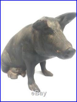Antique Cast Iron Large Pig Coin Bank/Doorstop Piggy Bank 12 1/2 Long 8lbs, 3oz