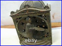 Antique Cast Iron Liliput Mechanical Bank Man Tray 1878 Patent Dime Hall Stevens