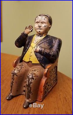 Antique Cast Iron Mechanical BOSS TWEED TAMMANY Bank w Patent Date Nice Paint
