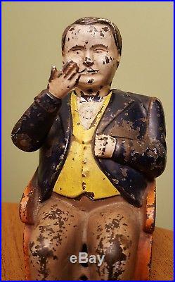 Antique Cast Iron Mechanical BOSS TWEED TAMMANY Bank w Patent Date Nice Paint