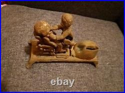 Antique Cast Iron Mechanical Bank Dentist Pulling A Tooth