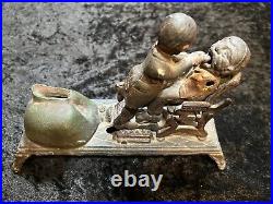 Antique Cast Iron Mechanical Bank Dentist Pulling A Tooth