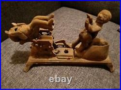 Antique Cast Iron Mechanical Bank Dentist Pulling A Tooth