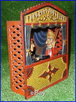 Antique, Cast, Iron, Mechanical, Bank Rare Punch and Judy Bank