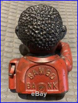 Antique Cast Iron Mechanical Jolly Bank (Sambo Bank) Rare Money Bank