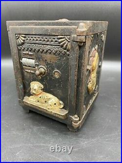 Antique Cast Iron Mechanical Safe Bank Stevens
